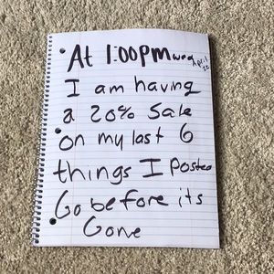 1:00pm wed april 22 having a 20% sale my latest po